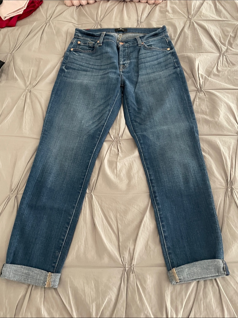 7 for all mankind Classic Dark Wash Straight-Leg Jeans Josefina